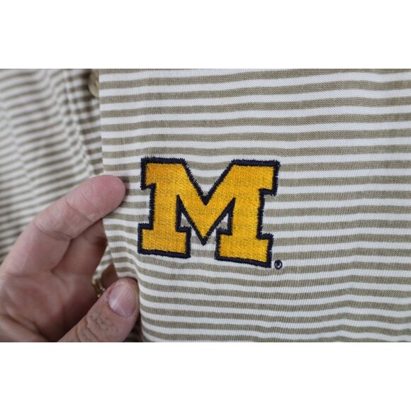 Vintage 90s Mens Large Rayon Gabardine Block M University of Michigan Golf Polo - Picture 4 of 14